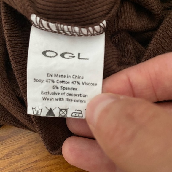 OGL Plantive Wood Rib Cutaway Cropped Tank Top, Size Large, Chestnut Brown - Picture 6 of 8